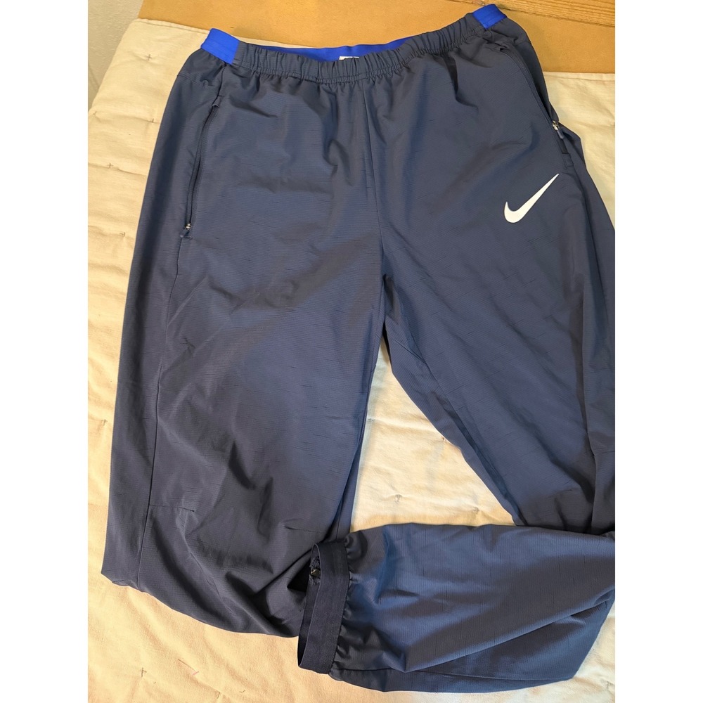 Nike Dri-Fit Running Pants Men L Navy Blue Athleisure Sports Gorpcore Stretch‎ - Picture 2 of 13